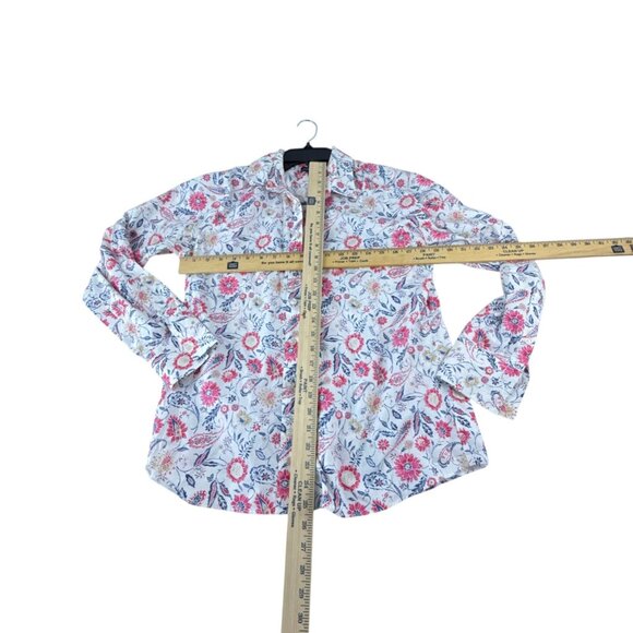 Lands' End Women's Floral Cotton Button Down Shirt Size 12 Casual Holidays - Picture 5 of 9